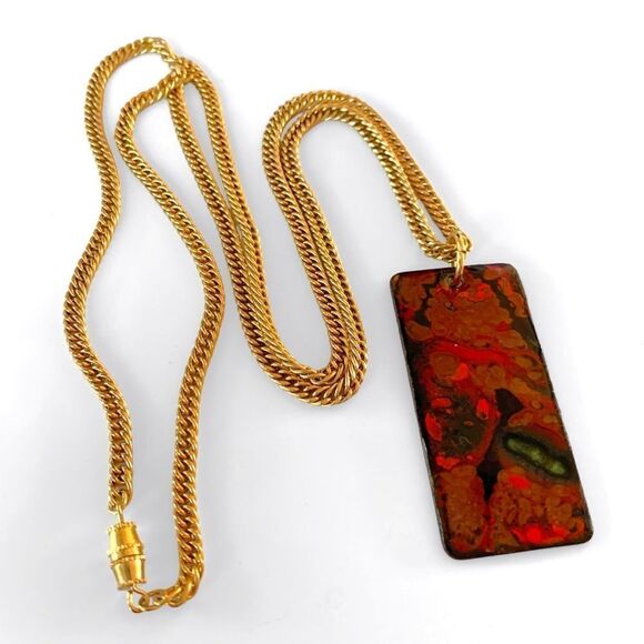 Red Jasper Pendant Gold Chain Necklace - Picture 1 of 5